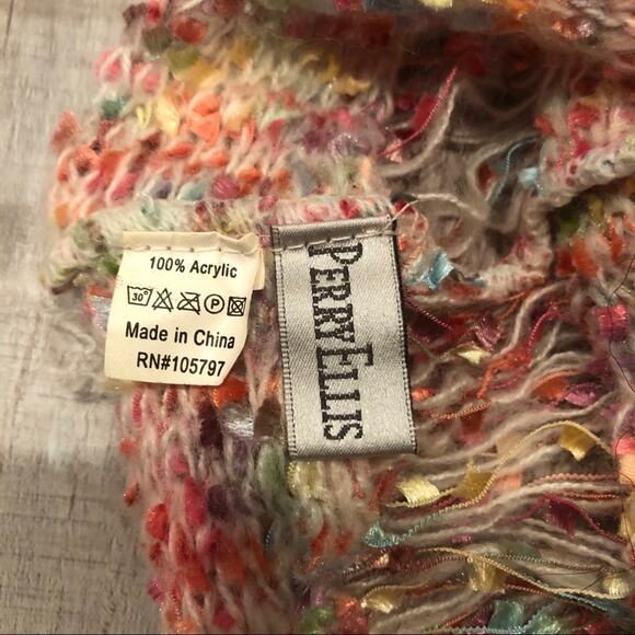 Perry Ellis Multi-Colored Fringe Hat & Scarf Set - Picture 6 of 7